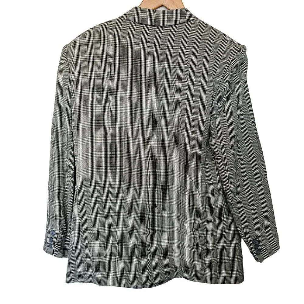 Liz Claiborne Vintage Oversized Classic‎ Doubled Breasted Blazer Plaid Women's 8
